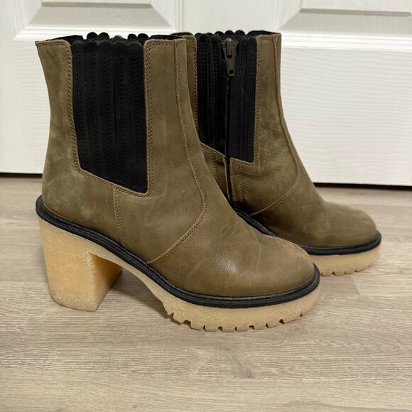 Free People James Chelsea Women's Olive Green Leather Boots Size 7.5 - Picture 5 of 13